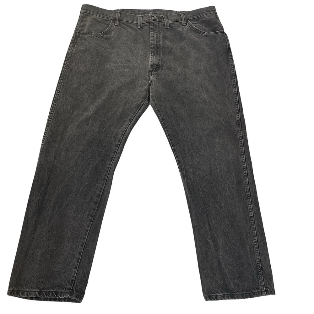Vintage Rustler Black Denim Jeans Men's Fit 42x30 (44x30 Tag) Faded Made in USA